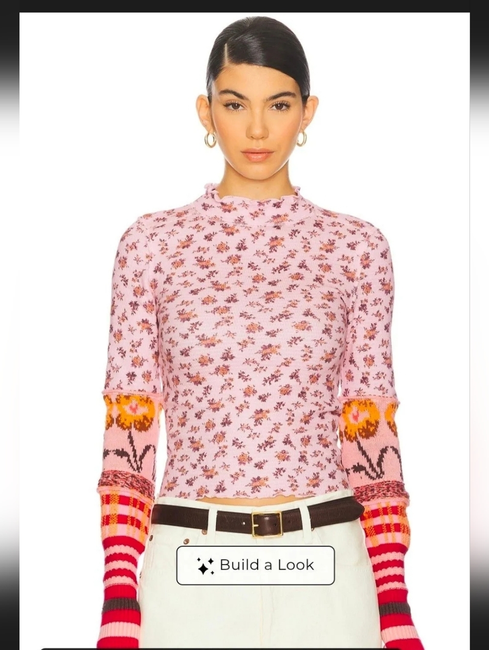 We Thw Free Bold Bowery Cuff Top In Cherry Blossom Combo